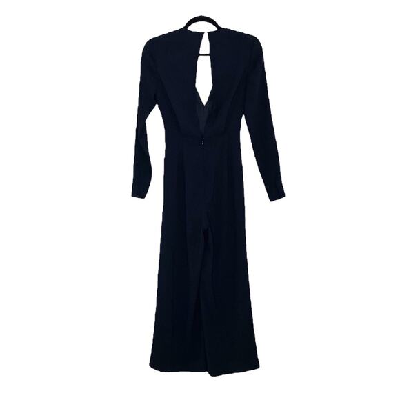 NWT Self-Portrait Twist Front Plunge Neckline Cropped Jumpsuit Black Size US 0 - Picture 4 of 11